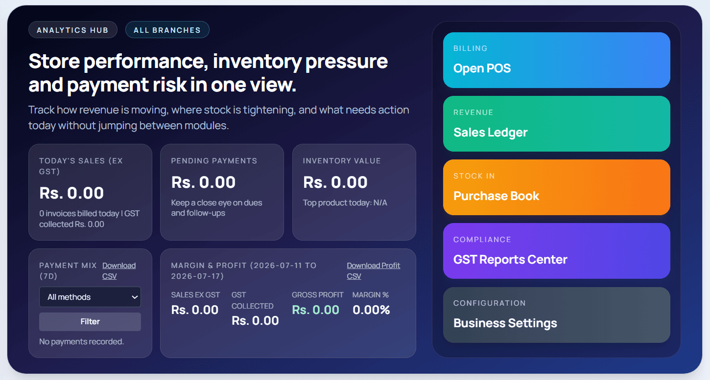 DVyapar GST Billing Software Dashboard